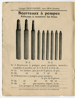 Bourreaux à pompes. Poinçons à resserrer les trous [extrait d'un catalogue, p. 2], 1er quart 20e siècle. © Région Bourgogne-Franche-Comté, Inventaire du patrimoine