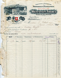 Papier à en-tête de la société Wettstein Frères, 13 novembre 1915. © Région Bourgogne-Franche-Comté, Inventaire du patrimoine