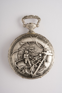 Montre de gousset, avec décor aux pêcheurs. © Région Bourgogne-Franche-Comté, Inventaire du patrimoine