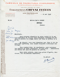 Papier à en-tête des Ets Cheval frères, 20 mai 1948. © Région Bourgogne-Franche-Comté, Inventaire du patrimoine