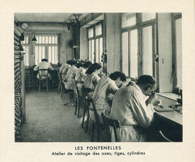 Les Fontenelles. Atelier de visitage des axes, tiges, cylindres, 1950. © Région Bourgogne-Franche-Comté, Inventaire du patrimoine