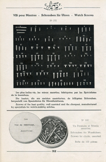 [Exemples de production de la société Cheval Frères :] Vis pour montres, 1950. © Région Bourgogne-Franche-Comté, Inventaire du patrimoine