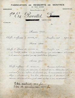 Papier à en-tête de la veuve Ed. Perrotet, s.d. [1936]. © Région Bourgogne-Franche-Comté, Inventaire du patrimoine