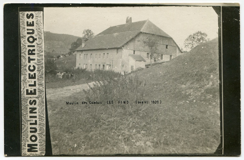 Moulins électriques. Moulin des Combes - Les Fins (avant 1920), 1er quart 20e siècle. © Région Bourgogne-Franche-Comté, Inventaire du patrimoine
