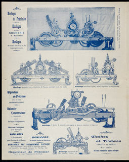 Fabrique d’horloges monumentales Prêtre & ses Fils [dépliant publicitaire : p. 2], 1er quart 20e siècle. © Région Bourgogne-Franche-Comté, Inventaire du patrimoine