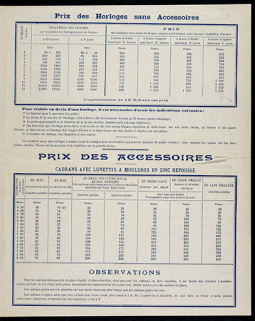 Fabrique d’horloges monumentales Prêtre & ses Fils [dépliant publicitaire : p. 3], 1er quart 20e siècle. © Région Bourgogne-Franche-Comté, Inventaire du patrimoine