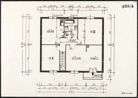 Projet de construction d'une maison d'habitation Camélia. Etage, s.d. [1981]. © Région Bourgogne-Franche-Comté, Inventaire du patrimoine