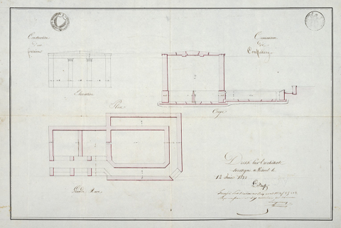 Construction d'une fontaine, 1832. © Région Bourgogne-Franche-Comté, Inventaire du patrimoine