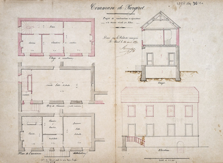 Projet d'aménagement de l'école des filles, 1851. © Région Bourgogne-Franche-Comté, Inventaire du patrimoine