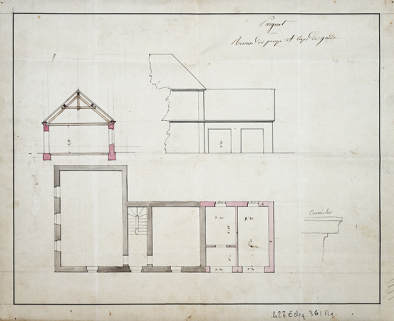 Projet de construction de la remise pour la pompe à incendie, vers 1849. © Région Bourgogne-Franche-Comté, Inventaire du patrimoine