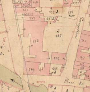 Extrait de l'Atlas parcellaire (1836) du cadastre de la commune de Scey-sur-Saône-et-Saint-Albin. © Région Bourgogne-Franche-Comté, Inventaire du patrimoine Extrait de l'Atlas parcellaire (1836) du cadastre de la commune de Scey-sur-Saône-et-Saint-Albin. © Région Bourgogne-Franche-Comté, Inventaire du patrimoine