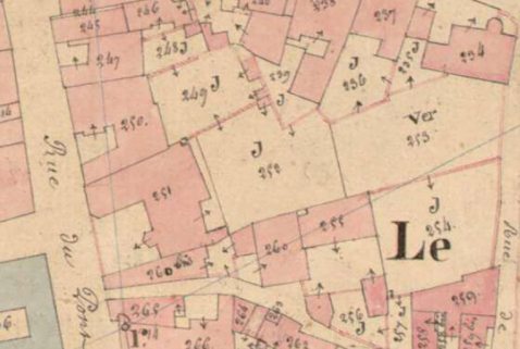 Plan de situation en 1836. © Archives départementales de la Haute-Saône Plan de situation en 1836. © Archives départementales de la Haute-Saône
