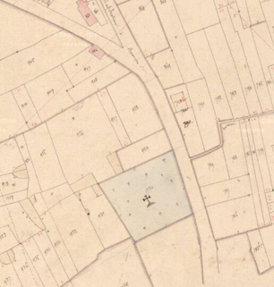 Situation du deuxième cimetière en 1836. © Région Bourgogne-Franche-Comté, Inventaire du patrimoine Situation du deuxième cimetière en 1836. © Région Bourgogne-Franche-Comté, Inventaire du patrimoine