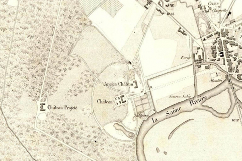 Plan du domaine du château de Scey-sur-Saône en 1858. © Archives départementales de la Haute-Saône Plan du domaine du château de Scey-sur-Saône en 1858. © Archives départementales de la Haute-Saône