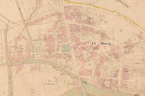 Extrait de l'Atlas parcellaire (1836) du cadastre de la commune de Scey-sur-Saône-et-Saint-Albin. © Région Bourgogne-Franche-Comté, Inventaire du patrimoine Extrait de l'Atlas parcellaire (1836) du cadastre de la commune de Scey-sur-Saône-et-Saint-Albin. © Région Bourgogne-Franche-Comté, Inventaire du patrimoine