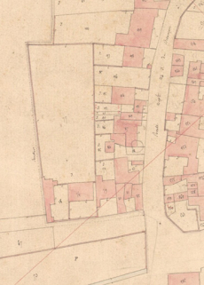 Extrait de l'Atlas parcellaire (1836) du cadastre de la commune de Scey-sur-Saône-et-Saint-Albin. © Région Bourgogne-Franche-Comté, Inventaire du patrimoine Extrait de l'Atlas parcellaire (1836) du cadastre de la commune de Scey-sur-Saône-et-Saint-Albin. © Région Bourgogne-Franche-Comté, Inventaire du patrimoine