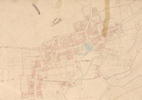 Extrait de l'Atlas parcellaire (1836) du cadastre de la commune de Scey-sur-Saône-et-Saint-Albin. © Région Bourgogne-Franche-Comté, Inventaire du patrimoine Extrait de l'Atlas parcellaire (1836) du cadastre de la commune de Scey-sur-Saône-et-Saint-Albin. © Région Bourgogne-Franche-Comté, Inventaire du patrimoine