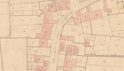 Extrait de l'Atlas parcellaire (1836) du cadastre de la commune de Scey-sur-Saône-et-Saint-Albin. © Région Bourgogne-Franche-Comté, Inventaire du patrimoine Extrait de l'Atlas parcellaire (1836) du cadastre de la commune de Scey-sur-Saône-et-Saint-Albin. © Région Bourgogne-Franche-Comté, Inventaire du patrimoine