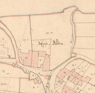 Extrait de l'Atlas parcellaire (1836) du cadastre de la commune de Scey-sur-Saône-et-Saint-Albin. © Région Bourgogne-Franche-Comté, Inventaire du patrimoine Extrait de l'Atlas parcellaire (1836) du cadastre de la commune de Scey-sur-Saône-et-Saint-Albin. © Région Bourgogne-Franche-Comté, Inventaire du patrimoine