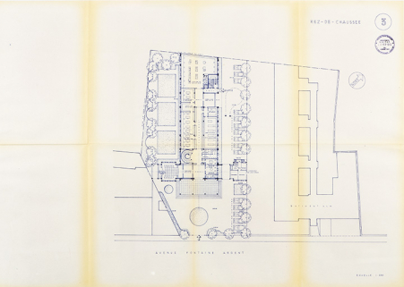 [Avant-projet Honegger avenue Fontaine-Argent]. 3. Rez-de-chaussée, 16 septembre 1957. © Région Bourgogne-Franche-Comté, Inventaire du patrimoine