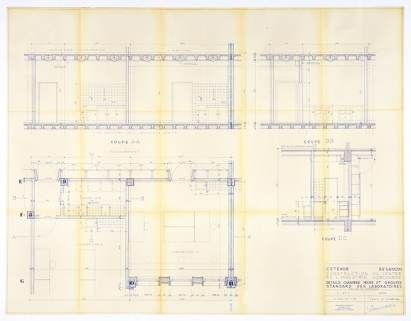 Cetehor Besançon. Construction du centre de l’industrie horlogère. 2008. Détails chambre noire et groupes standard des laboratoires. Rez-de-ch. inférieur, 14 mars 1958. © Région Bourgogne-Franche-Comté, Inventaire du patrimoine