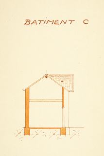 [Coupe transversale du bâtiment C], tirage, décembre 1949. © Région Bourgogne-Franche-Comté, Inventaire du patrimoine