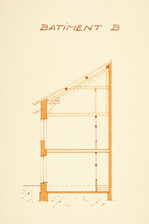 [Coupe transversale du bâtiment B], tirage, décembre 1949. © Région Bourgogne-Franche-Comté, Inventaire du patrimoine