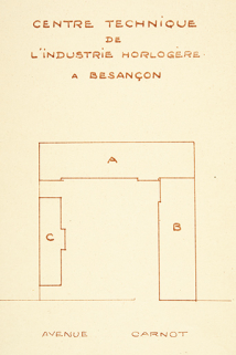 [Plan-masse du Centre Technique de l'Industrie Horlogère], tirage, décembre 1949. © Région Bourgogne-Franche-Comté, Inventaire du patrimoine