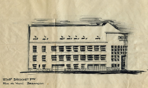 Elévation de la façade sur la rue Larmet, s.d. [vers 1943]. © Région Bourgogne-Franche-Comté, Inventaire du patrimoine