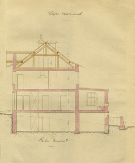 Construction d'un chalet-modèle. Coupe transversale, 1905. © Région Bourgogne-Franche-Comté, Inventaire du patrimoine