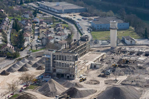 Etat début 2019. Vue plongeante sur le secteur en cours de démolition.  © Région Bourgogne-Franche-Comté, Inventaire du patrimoine