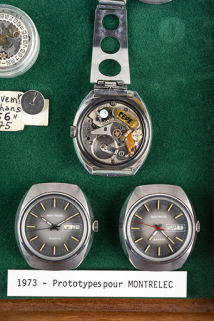 Prototypes de montres à quartz étudiés par le Cetehor pour Montrelec (1973). (Collection Cetehor, Besançon). © Région Bourgogne-Franche-Comté, Inventaire du patrimoine Prototypes de montres à quartz étudiés par le Cetehor pour Montrelec (1973). (Collection Cetehor, Besançon). © Région Bourgogne-Franche-Comté, Inventaire du patrimoine