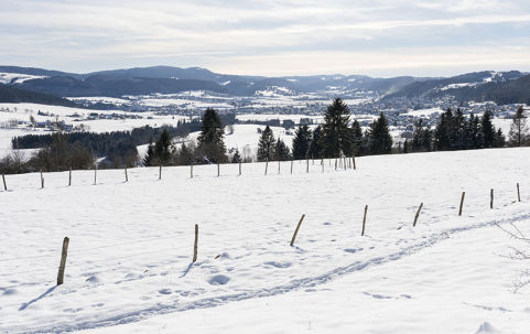 Le val de Morteau en hiver, vu depuis Les Fins. © Région Bourgogne-Franche-Comté, Inventaire du patrimoine Le val de Morteau en hiver, vu depuis Les Fins. © Région Bourgogne-Franche-Comté, Inventaire du patrimoine