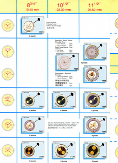 France Ebauches [dépliant publicitaire montrant la gamme des modules à quartz en 1990 : 8 3/4''', 10 1/2''' et 11 1/2''']. © Région Bourgogne-Franche-Comté, Inventaire du patrimoine