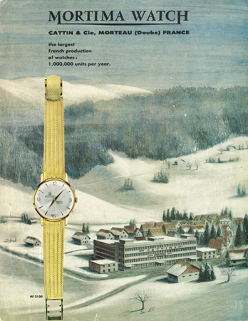 Mortima Watch. Cattin & Cie, Morteau (Doubs) France [publicité], milieu des années 1960. © Région Bourgogne-Franche-Comté, Inventaire du patrimoine