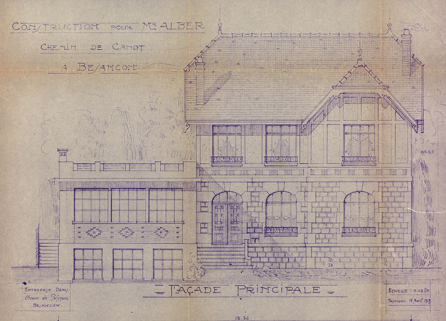 Construction pour Mr Alber [façade antérieure], 1929. © Région Bourgogne-Franche-Comté, Inventaire du patrimoine