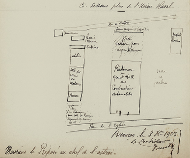Croquis de situation de l'usine Ravel, 1923. © Région Bourgogne-Franche-Comté, Inventaire du patrimoine