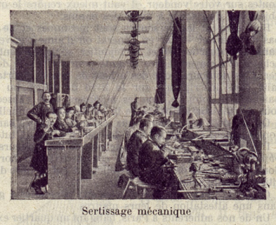 Atelier de sertissage mécanique, 1908. © Région Bourgogne-Franche-Comté, Inventaire du patrimoine Atelier de sertissage mécanique, 1908. © Région Bourgogne-Franche-Comté, Inventaire du patrimoine