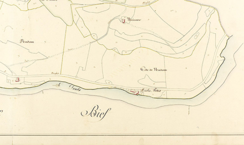 Cadastre de la commune de Liebvillers. Atlas parcellaire, 1830. Section B de Nadam en une feuille [détail], 1/2 500. © Région Bourgogne-Franche-Comté, Inventaire du patrimoine