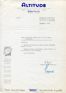 Papier à en-tête de la société Altitude, 4 janvier 1957. © Région Bourgogne-Franche-Comté, Inventaire du patrimoine Papier à en-tête de la société Altitude, 4 janvier 1957. © Région Bourgogne-Franche-Comté, Inventaire du patrimoine
