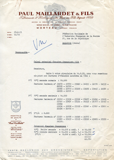 Papier à en-tête de la société Paul Maillardet et Fils, 20 juin 1955. © Région Bourgogne-Franche-Comté, Inventaire du patrimoine Papier à en-tête de la société Paul Maillardet et Fils, 20 juin 1955. © Région Bourgogne-Franche-Comté, Inventaire du patrimoine
