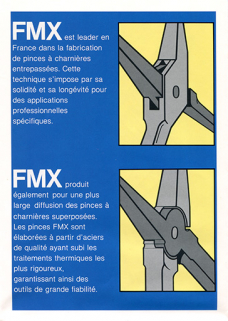 FMX fabrique la pince dont vous avez besoin [dépliant publicitaire : pince entrepassée et pince à charnières superposées], [années 1980 ?]. © Région Bourgogne-Franche-Comté, Inventaire du patrimoine