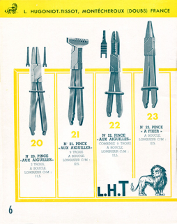 Catalogue L.H.T. 3 [catalogue de production p. 6 : pinces aux aiguilles et à fixer], [1949]. © Région Bourgogne-Franche-Comté, Inventaire du patrimoine