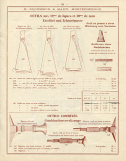 Tarif-album [...] E. Ducommun & Marti successeurs [catalogue de production, p. 21 : outils aux 12e et aux 10e, et outils combinés], [années 1920-1930]. © Région Bourgogne-Franche-Comté, Inventaire du patrimoine