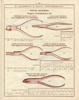 Tarif-album [...] E. Ducommun & Marti successeurs [catalogue de production, p. 33 : pinces diverses], [années 1920-1930]. © Région Bourgogne-Franche-Comté, Inventaire du patrimoine