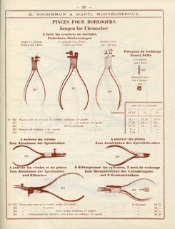 Tarif-album [...] E. Ducommun & Marti successeurs [catalogue de production, p. 37 : pinces pour horloger], [années 1920-1930]. © Région Bourgogne-Franche-Comté, Inventaire du patrimoine