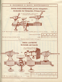 Tarif-album [...] E. Ducommun & Marti successeurs [catalogue de production, p. 45 : tours d'horloger], [années 1920-1930]. © Région Bourgogne-Franche-Comté, Inventaire du patrimoine