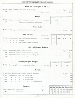 Tarif album n° 5. Fabrique d'outils E. Ducommun & Marti [catalogue de production, p. 17 : tarif d'outils d'horloger], [milieu 20e siècle]. © Région Bourgogne-Franche-Comté, Inventaire du patrimoine