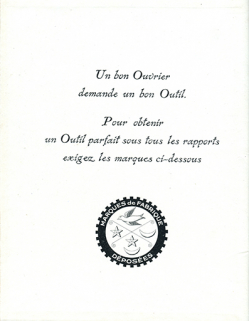 Tarif album n° 5. Fabrique d'outils E. Ducommun & Marti [catalogue de production : dernière page], [milieu 20e siècle]. © Région Bourgogne-Franche-Comté, Inventaire du patrimoine