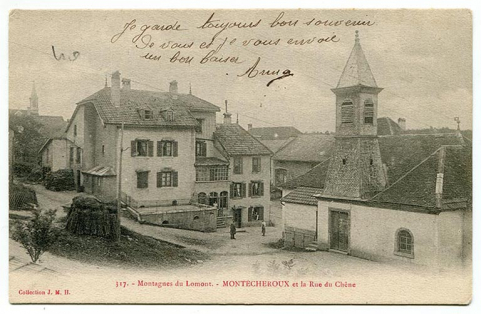 317. - Montagnes du Lomont. - Montécheroux et la rue du Chêne, limite 19e siècle 20e siècle. © Région Bourgogne-Franche-Comté, Inventaire du patrimoine 317. - Montagnes du Lomont. - Montécheroux et la rue du Chêne, limite 19e siècle 20e siècle. © Région Bourgogne-Franche-Comté, Inventaire du patrimoine